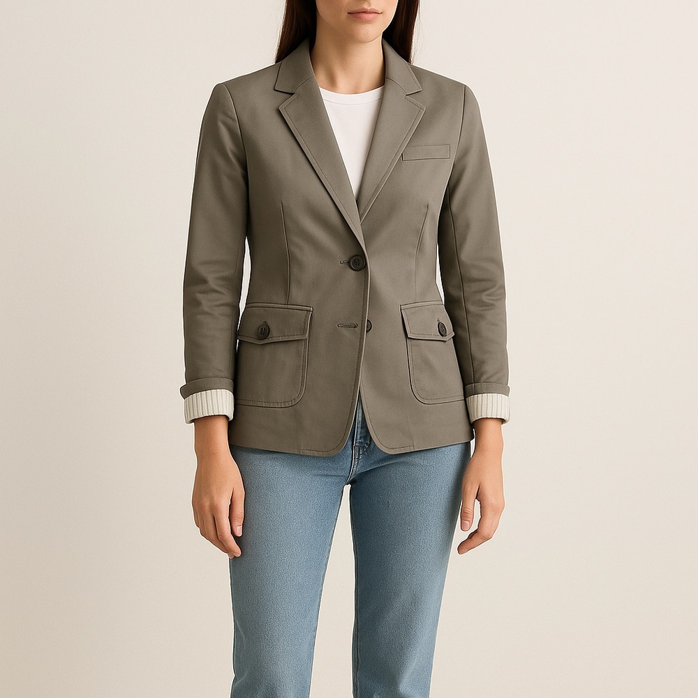 Banana Republic Khaki‎ Gray Stretch Blazer Jacket | Size 10 Minimalist Neutral
